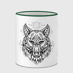 Кружка 3D Волчий портрет, цвет: 3D-зеленый кант — фото 2