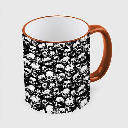Кружка цветная Screaming skulls / 3D-Оранжевый кант – фото 1