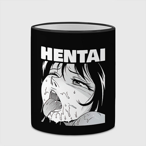 Кружка цветная HENTAI девочка ahegao / 3D-Черный кант – фото 2