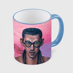 Кружка 3D Kim and Harry, цвет: 3D-небесно-голубой кант