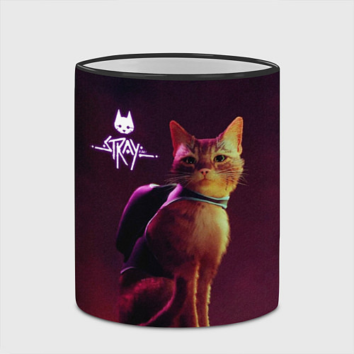 Кружка цветная Stray: Wandering Cat / 3D-Черный кант – фото 2