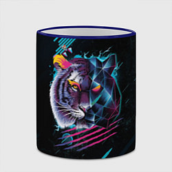 Кружка 3D Разноцветный тигр, цвет: 3D-синий кант — фото 2