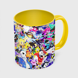 Кружка 3D UNDERTALE PATTERN HEROES, ВСЕ ГЕРОИ ИГРЫ, цвет: 3D-белый + желтый