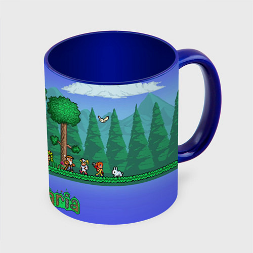 Кружка цветная Лесок из Террарии / 3D-Белый + синий – фото 1