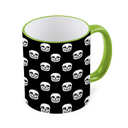 Кружка 3D UNDERTALE SANS SKULL FACE PATTERN УЗОР, цвет: 3D-светло-зеленый кант