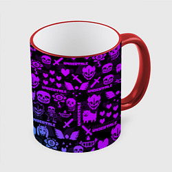 Кружка 3D UNDERTALE NEON PATTERN УЗОР, цвет: 3D-красный кант