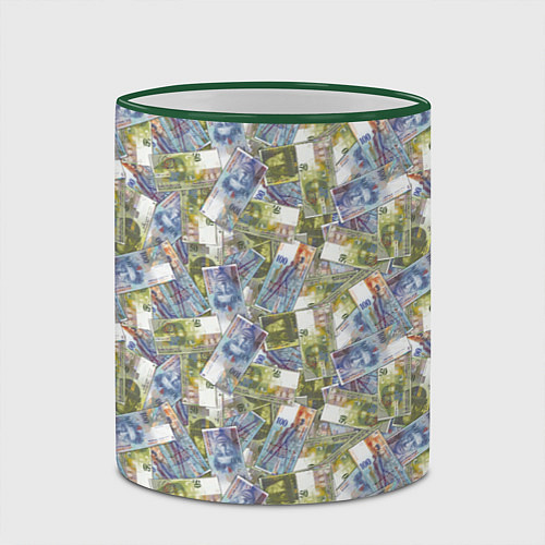 Кружка цветная Банкноты 50 и 100 Франков / 3D-Зеленый кант – фото 2