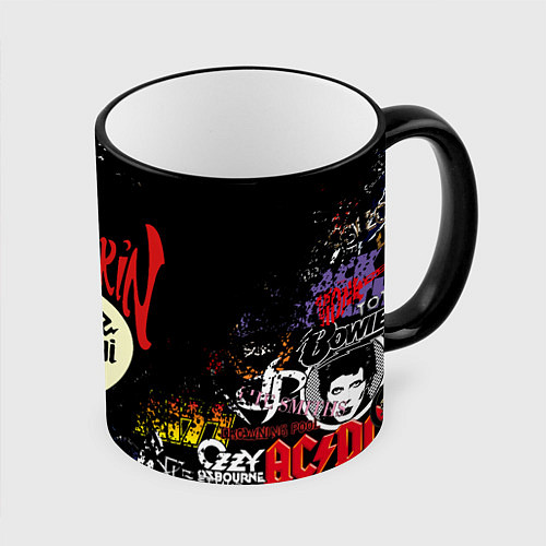 Кружка цветная MANESKIN, ЛОГОТИПЫ РОК ГРУПП / 3D-Черный кант – фото 1