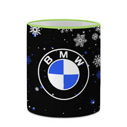 Кружка 3D НОВОГОДНИЙ БМВ НОВЫЙ ГОД BMW, цвет: 3D-светло-зеленый кант — фото 2