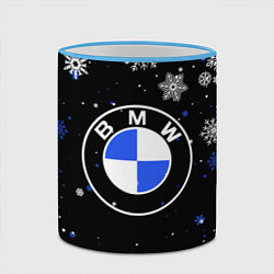 Кружка 3D НОВОГОДНИЙ БМВ НОВЫЙ ГОД BMW, цвет: 3D-небесно-голубой кант — фото 2