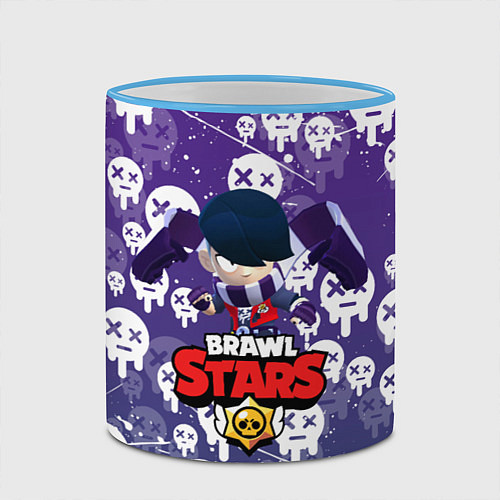 Кружка цветная EDGAR BRAWL STARS, ЛУЧШИЙ УБИЙЦА / 3D-Небесно-голубой кант – фото 2