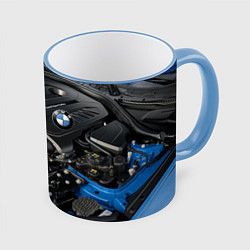 Кружка 3D BMW Engine Twin Power Turbo, цвет: 3D-небесно-голубой кант