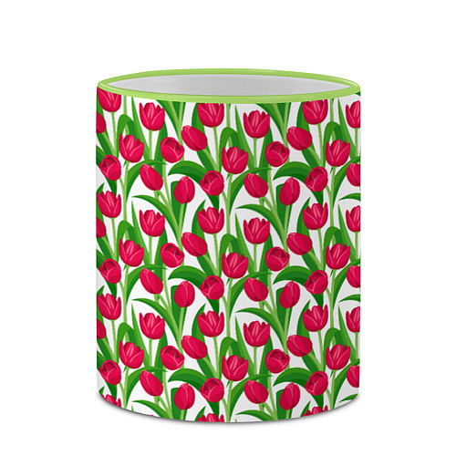 Кружка цветная Весенние Тюльпаны / 3D-Светло-зеленый кант – фото 2