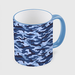 Кружка 3D Синий Камуфляж Camouflage, цвет: 3D-небесно-голубой кант