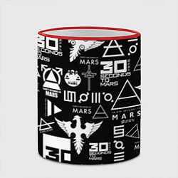 Кружка 3D 30 Seconds to Mars: Паттерн логотипов, цвет: 3D-красный кант — фото 2