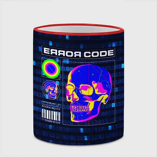 Кружка цветная Error code: Hacker Хакер программист / 3D-Красный кант – фото 2