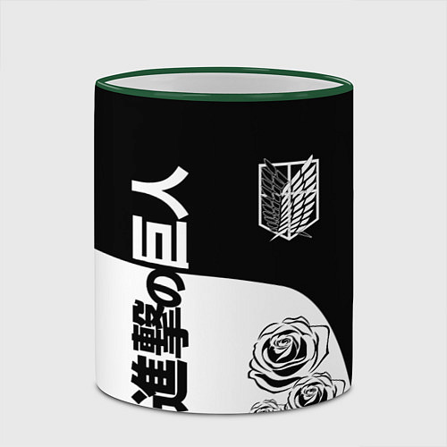 Кружка цветная Розы Атака Титанов / 3D-Зеленый кант – фото 2