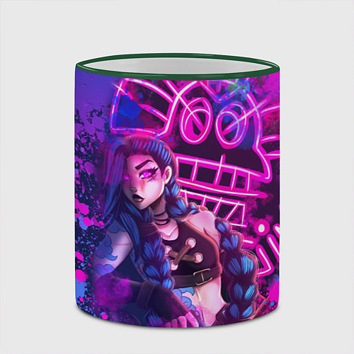Кружка цветная League Of Legends Arcane ДЖИНКС НЕОНОВАЯ КРАСКА / 3D-Зеленый кант – фото 2