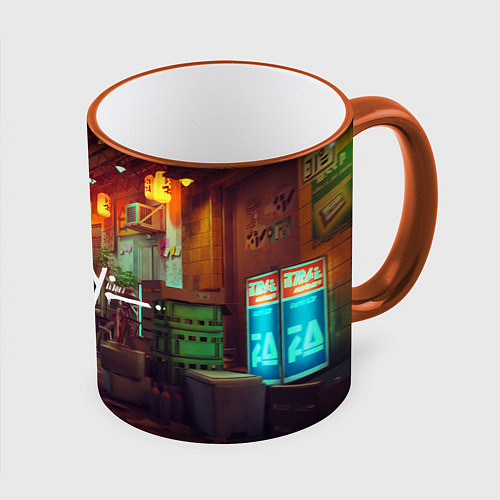 Кружка цветная Stray: Poster / 3D-Оранжевый кант – фото 1