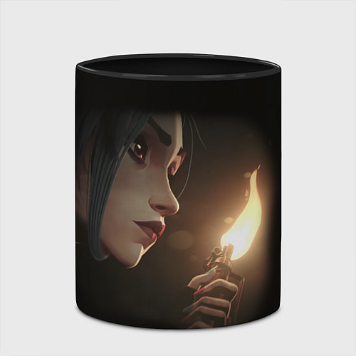 Кружка цветная Arcane - League Of Legends Jinx с огнем / 3D-Белый + черный – фото 2