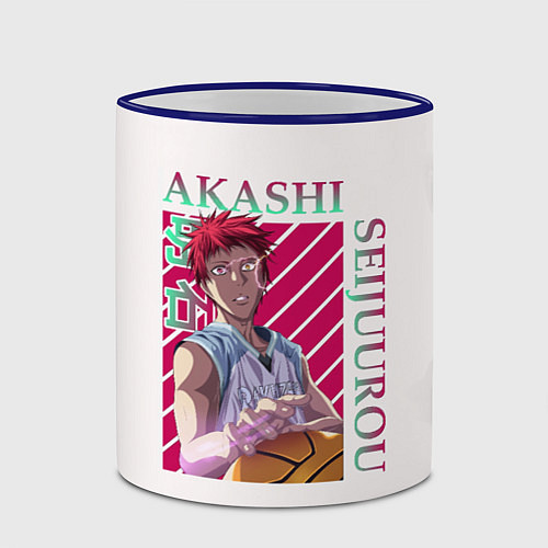 Кружка цветная Akashi Seijuro - Kuroko No Basket / 3D-Синий кант – фото 2