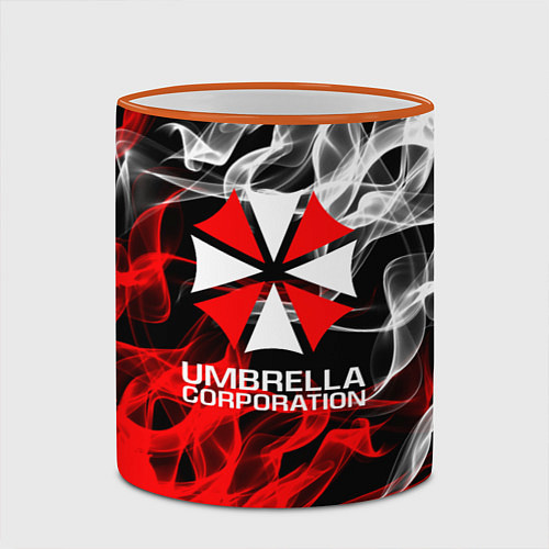 Кружка цветная Umbrella Corporation Fire / 3D-Оранжевый кант – фото 2