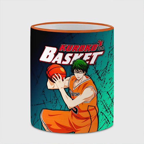 Кружка цветная Kuroko no Basuke, Midorima Shintaro Шинтаро Мидори / 3D-Оранжевый кант – фото 2