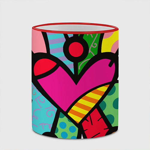 Кружка цветная Ромеро Бритто Арт / 3D-Красный кант – фото 2