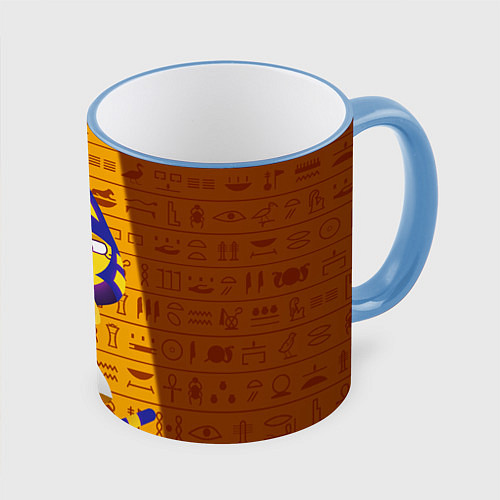 Кружка цветная Кошка АНКХА / 3D-Небесно-голубой кант – фото 1