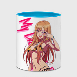 Кружка 3D Эта фарфоровая кукла влюбилась Китагава Марин My D, цвет: 3D-белый + небесно-голубой — фото 2