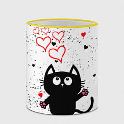Кружка 3D Влюблённый котик Cat Love, цвет: 3D-желтый кант — фото 2