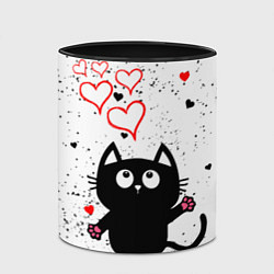 Кружка 3D Влюблённый котик Cat Love, цвет: 3D-белый + черный — фото 2