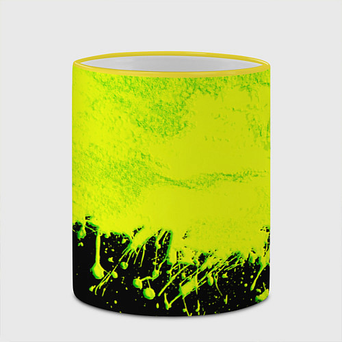 Кружка цветная НЕОНОВЫЕ БРЫЗГИ КРАСКИ / 3D-Желтый кант – фото 2