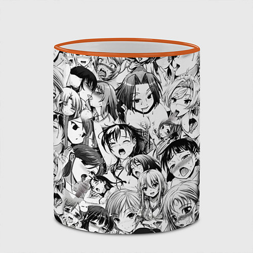 Кружка цветная АХЕГАО - AHEGAO / 3D-Оранжевый кант – фото 2