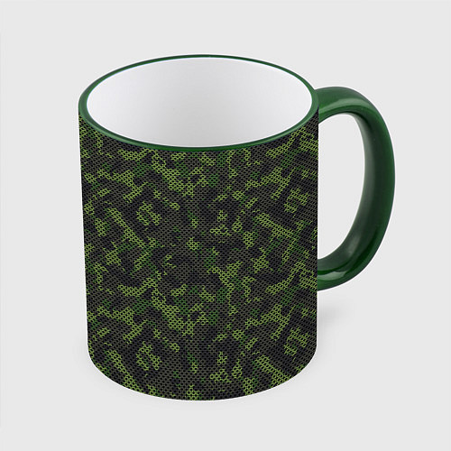 Кружка цветная Камуфляж с холстовой сеткой / 3D-Зеленый кант – фото 1