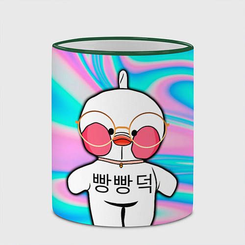 Кружка цветная Лалафанфан корейская утка / 3D-Зеленый кант – фото 2