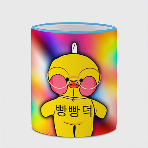 Кружка цветная Лалафанфан Lalafanfan Duck / 3D-Небесно-голубой кант – фото 2