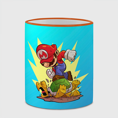 Кружка цветная Марио за работой / 3D-Оранжевый кант – фото 2