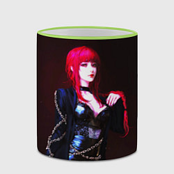 Кружка 3D Макима с цепями Человек бензопила, цвет: 3D-светло-зеленый кант — фото 2