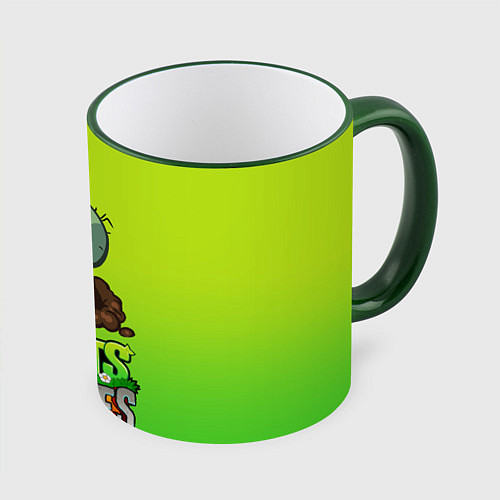 Кружка цветная Plants vs Zombies зомби / 3D-Зеленый кант – фото 1