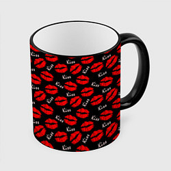 Кружка 3D Kiss поцелуи, цвет: 3D-черный кант