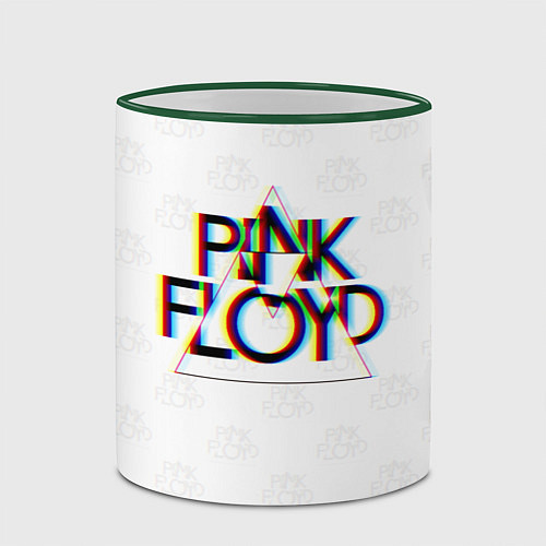Кружка цветная PINK FLOYD LOGO ПИНК ФЛОЙД ГЛИТЧ / 3D-Зеленый кант – фото 2