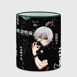 Кружка 3D Токийский Гуль на фоне Иероглифов Tokyo Ghoul, цвет: 3D-зеленый кант — фото 2