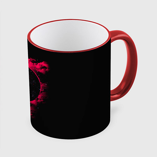 Кружка цветная Черная дыра Красная туманность / 3D-Красный кант – фото 1