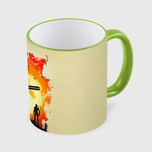 Кружка цветная Снейк и Метал Гир / 3D-Светло-зеленый кант – фото 1