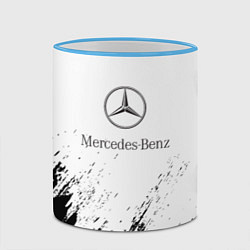 Кружка 3D Mercedes-Benz - White texture, цвет: 3D-небесно-голубой кант — фото 2