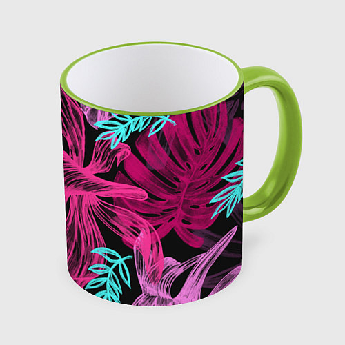 Кружка цветная Папоротниковый неон / 3D-Светло-зеленый кант – фото 1