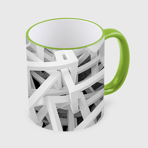 Кружка цветная БЕЛЫЙ АРХИТЕКТОР / 3D-Светло-зеленый кант – фото 1