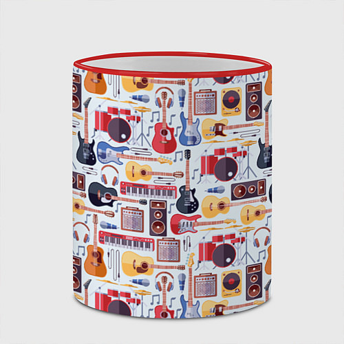 Кружка цветная Рок Музыкант / 3D-Красный кант – фото 2