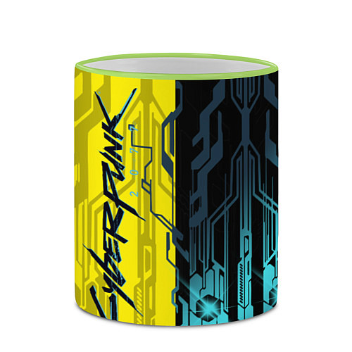 Кружка цветная CYBERPUNK 2077 Логотип / 3D-Светло-зеленый кант – фото 2